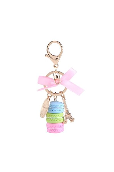 Generic Macarons Cake Keychain Hide Rope Pendant Fashion Keyring for Women Ba...