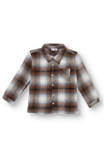 ebebek Hello Baby HelloBaby Erkek Bebek Gömlek Düğmeli Kapüşonlu Yaka Uzun Kol