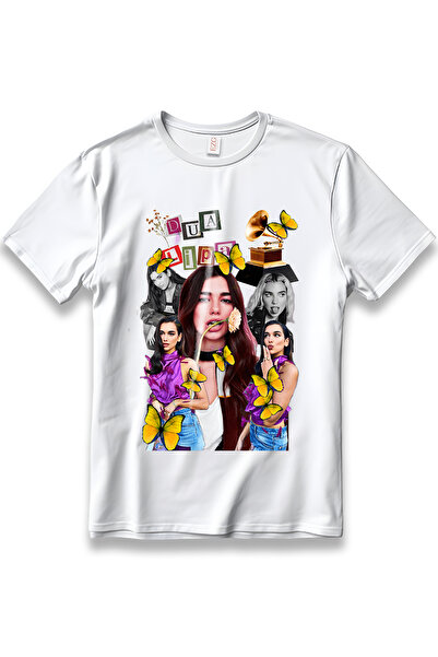 EZG Business تي شيرت DUA LIPA Design مطبوع للجنسين مصنوع من القطن بنسبة 100%، قماش سميك يسمح بالتهوية، تي شيرت دوا ليبا