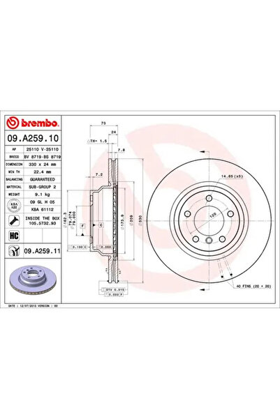 Brembo Disc Frana Bmw 1/3 Bmw (Brilliance) 3 Series