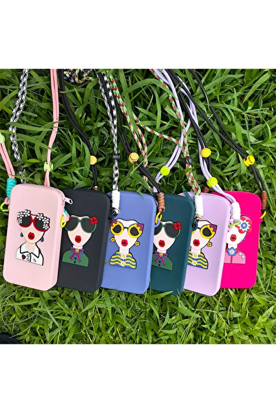 Safari Kadın Figürlü Renkli Silikon Gözlük Kılıfı Telefon Çantası – Çapraz As...