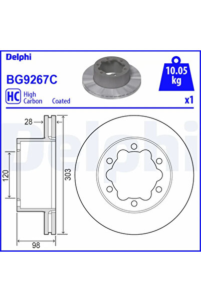 DELPHİ Set Discuri Frana Man Tge Bus/Tge Caroserie/Tge Platou / Sasiu Vw Craf...