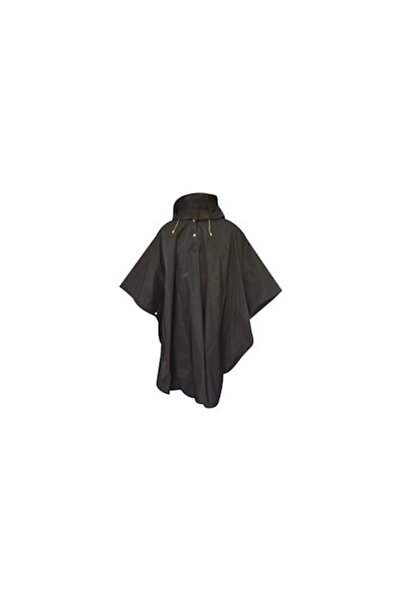 OEM Adult Rain Poncho - Black, with Buttons and Drawstring, Ideal for Travel