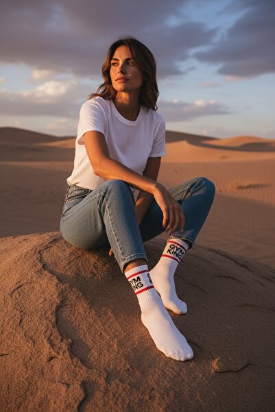 SANTO LEO Pamuklu Tenis Çorap Soket Boy - Unisex- spor çorap - sporcu çorap - beyaz çorap