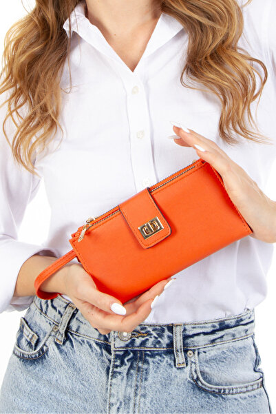 Adelina Bags Women's Venesia Paper Coin Holder Compartmentalized Locked Wrist Strap Portfolio Wallet