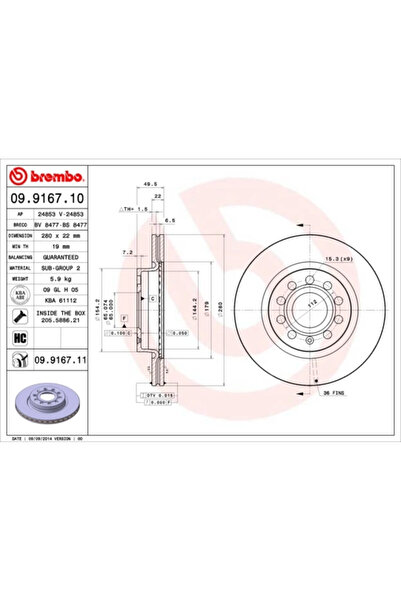 Brembo Disc Frana Audi A3 Seat Leon