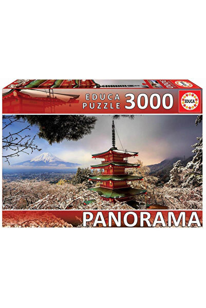 EDUCA Puzzle panoramic 3000 de piese Muntele Fuji și Pagoda Chureito, Japonia...