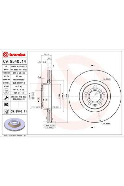Brembo Set Discuri Frana Audi A6 C6 Audi (Faw) A6L C6 2004-2012