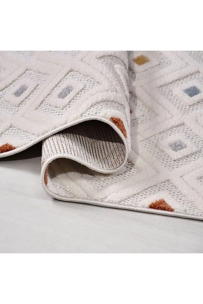 aren.HALI Gumiel Geometrik Multi Polyester Kaydırmaz Tabanlı Makine Halısı