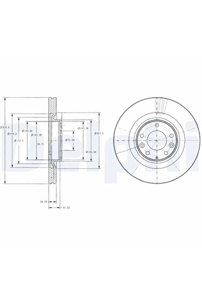 DELPHİ Спирачен диск Ford Usa Edge Mazda Cx-7/Cx-9