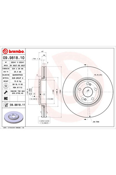 Brembo Disc Frana Renault Espace 4/Vel Satis