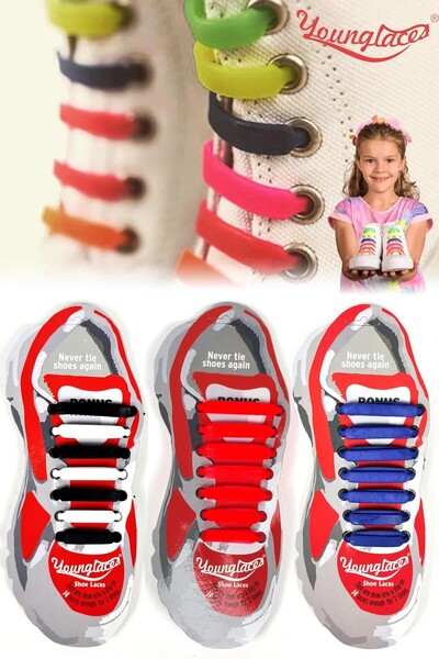 GG SPORT Children's Smart Laces, Practical Silicone Shoelaces, 14 Pieces