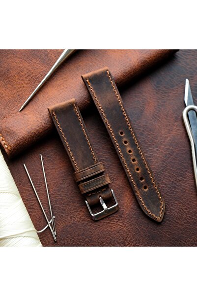 Yaydan Deri Aksesuar 18mm Dumanlı Kahve Elit Seri Deri Kordon