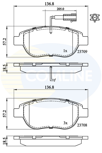 Comline Set Placute Frana Frana Disc Abarth 500C / 595C / 695C Chrysler Delta...