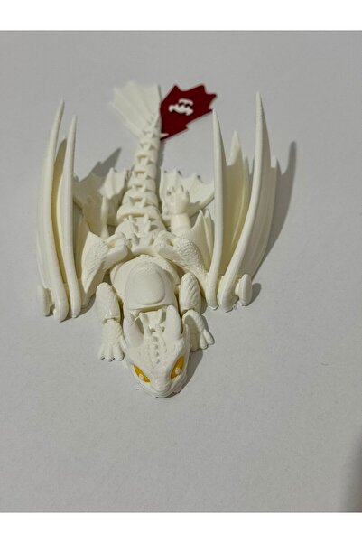 modu3d نموذج لعبة التنين الغاضب في الليل باللون الأبيض - 17 سم من مادة PLA