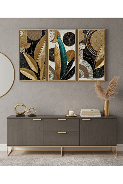 Linacci Trostruki zlatni metalni okvir, list, crni poster, set za slikanje na...