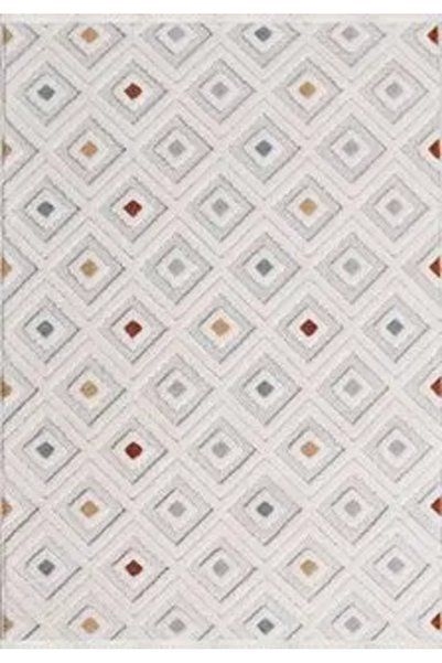 aren.HALI Gumiel Geometrik Multi Polyester Kaydırmaz Tabanlı Makine Halısı