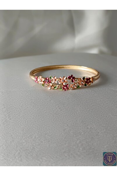 uyguntakıaksesuar سوار أنيق قابل للتعديل بتصميم خاص مطرز بالزهور - لا يسود