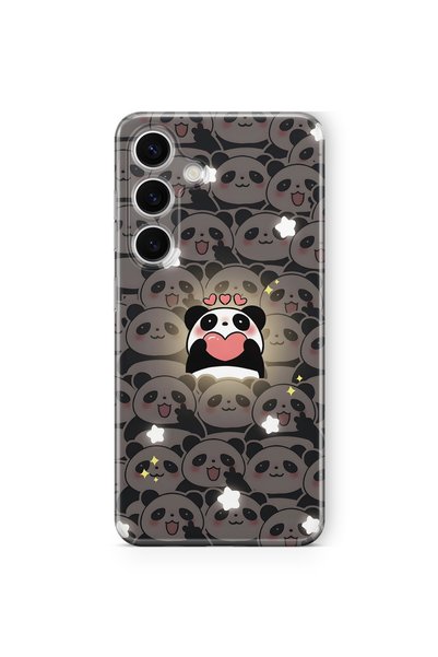 FLAMENKO Cute Panda Pattern Transparent Phone Case Compatible with Samsung Ga...