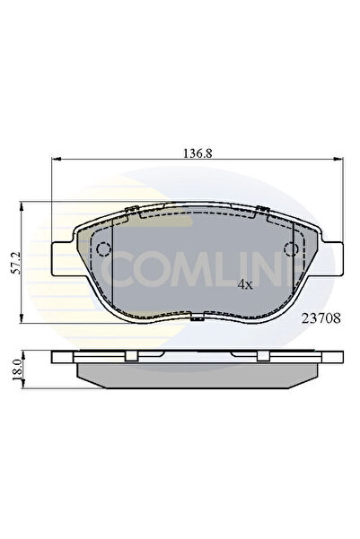Comline Set Placute Frana Frana Disc Abarth 500C / 595C / 695C Fiat Doblo Aut...
