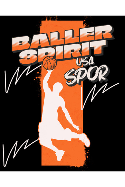 Usaspor Baller Sprit New Season Trend Unisex Black Basic Sweatshirt Hoodie