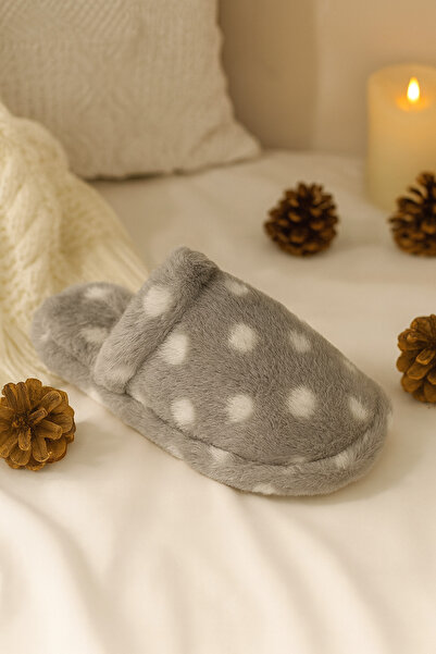 ALB TERLİK AYAKKABI SAN. TİC. LTD. ŞTİ. Women's Polka Dot Comfortable House Slippers - Comfortable, Soft Sole and Stylish Plush Model