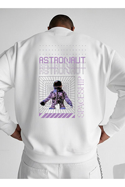 LORVEX Swea tricou ASTRONAUT imprimat, unisex, supradimensionat, cu guler rotund