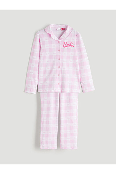 LC Waikiki Özmarka New Season Shirt Collar Barbie Printed Girls' Pajama Set