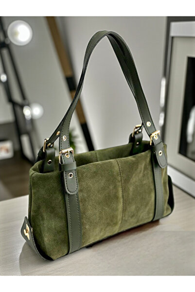 HFKY Жіноча сумка через плече. Сумка з хакі-замші.