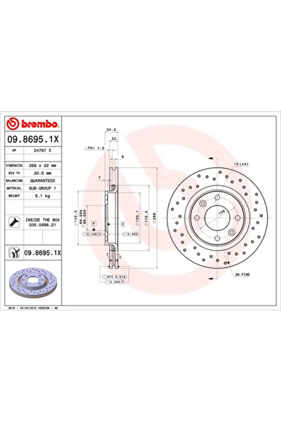 Brembo Disc Frana Citroen Berlingo / Berlingo First Microbus/C3 1/C3 2 Citroe...