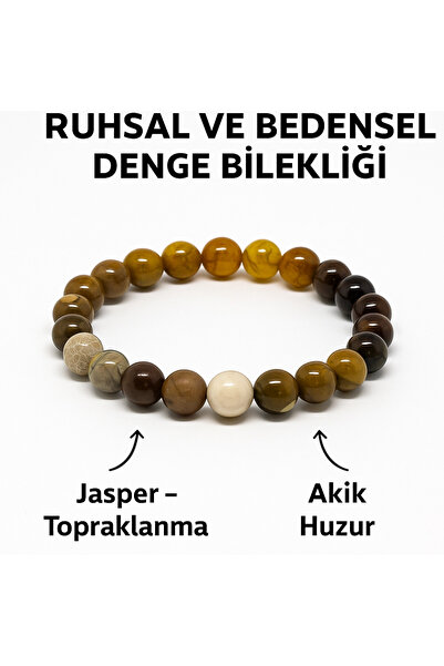 Night Diamond Doğal Jasper ve Akik Ruhsal ve Bedensel Dengeyi Sağlayan Bilekl...