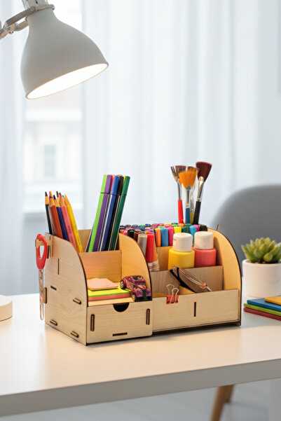 Simux منظم أقلام خشبي متعدد الأغراض من أوربت بـ 6 أقسام مع أدراج - منظم متعدد...