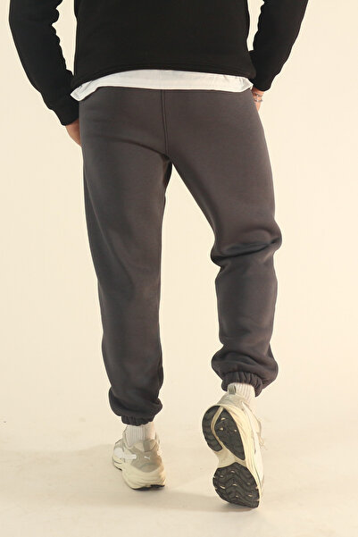 EydaMoon Ανδρικό καπνιστό χειμερινό ύφασμα 3 κλωστών, μαλακό υφασμάτινο παντελόνι με ελαστικό κάτω μέρος