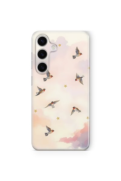 FLAMENKO Samsung Galaxy S23 Fe Compatible Flying Bird Pattern Transparent Pho...