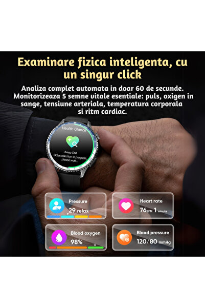 Lommad Lommad® Smartwatch, Blood Sugar Monitoring, Blood Pressure, Heart Rate, 1.56” Amoled Screen