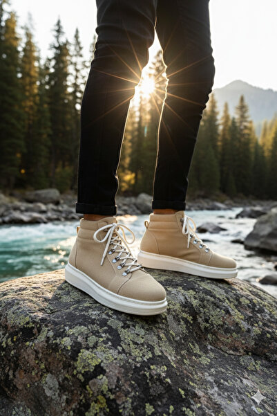 Zerenyus ZRJ206 Чоловічі спортивні черевики з шнурівкою, кремові, замша