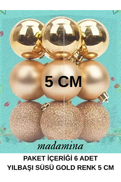 madamini 6 Adet Yılbaşı Ağacı Süsü 5 cm Simli Ve Parlak Minik Cici Top Ağaç S...