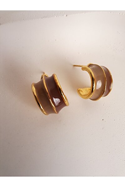 BHR AKSESUAR Brown Tiny Earrings (1cm)