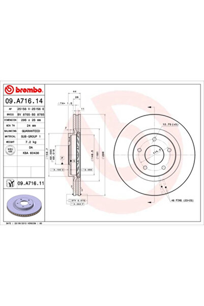 Brembo Disc Frana Nissan 10-Trail 2/Qashqai 1 Nissan (Dfac) Qashqai