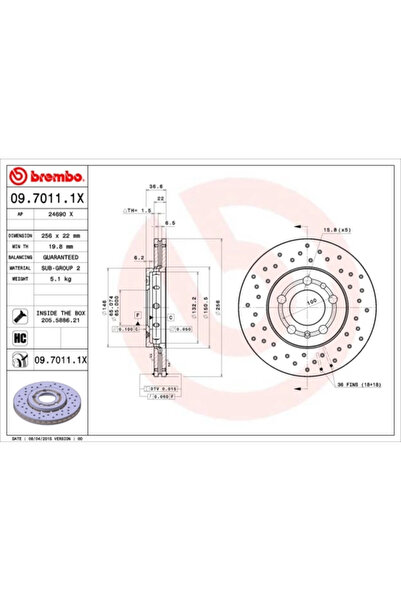 Brembo Set Discuri Frana Audi A1/A3 Seat Ibiza 4/Toledo 2 1995-2022