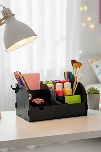 Simux منظم أقلام خشبي متعدد الأغراض من أوربت بـ 6 أقسام مع أدراج - منظم متعدد...