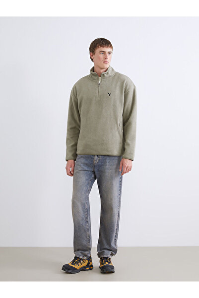 LC Waikiki New Season Mock Neck Long Sleeve Fleece Men's Sweatshirt