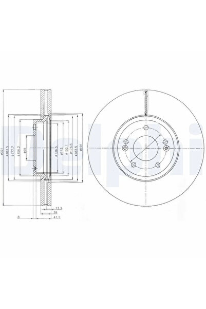 DELPHİ Disc Frana Hyundai Grand Santa Fe/Santa Fe 2/Santa Fe 3 Kia Sorento 2/...