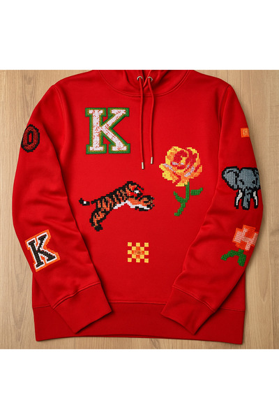 YusGos Unisex Men/Women High Quality Concept Sleeve and Chest Embroidered Cotton Hooded Knz Sweatshirt