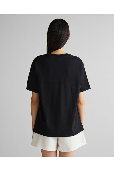 Gant Women's Black Crew Neck Logo T-Shirt