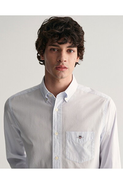 Gant Men's Blue Regular Fit Striped Button Collar Shirt