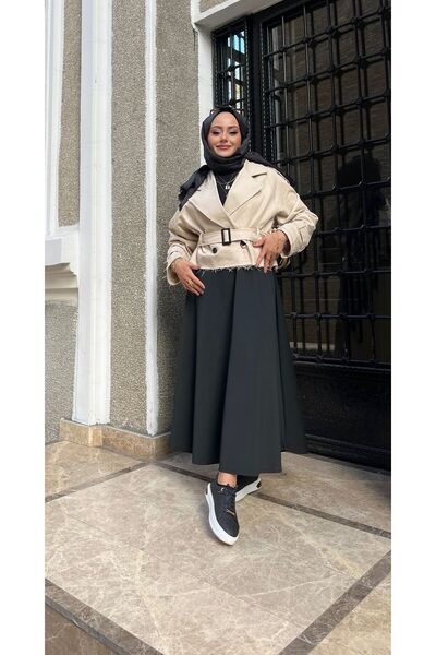 W WARGA Belt Detail Double-Breasted Short Jacket