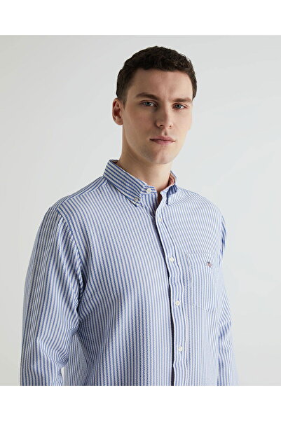 Gant Men's Blue Regular Fit Classic Collar Striped Shirt