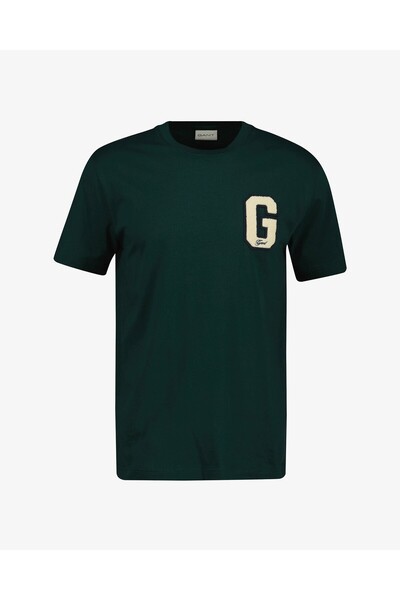 Gant Men's Green Regular Fit Crew Neck Logo T-Shirt