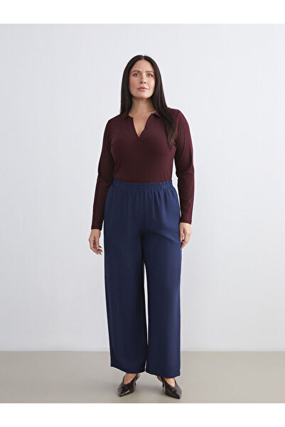 LC Waikiki Wide Leg Women's Trousers with Elastic Waist